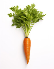 Juicy carrot isolated on white background, photorealistic illustration generated by Ai