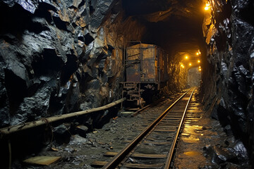 Fototapeta na wymiar Underground railway for mining