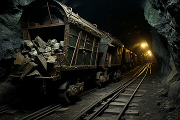 Fototapeta na wymiar Underground railway for mining