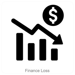 Financial Loss and business loss icon concept