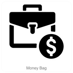 Money Bag and portfolio icon concept