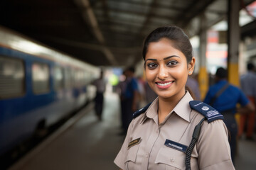 Young indian railway police officer