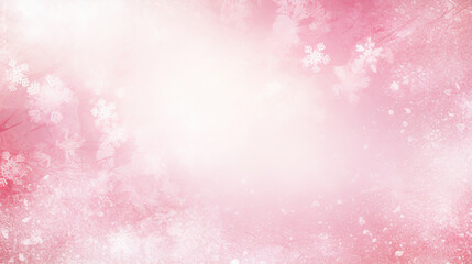 Christmas poster with shiny silver snowflakes on a pink background.