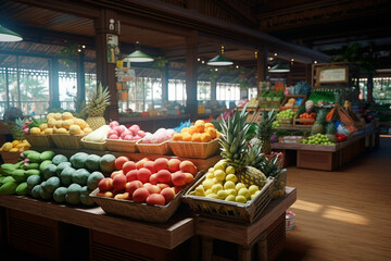 a grocery store with fresh produce and fruits