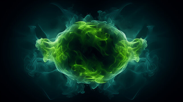 Green neon frames with smoke and sparkles. Circle glowing borders