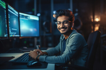 Young indian male programmer or software developer