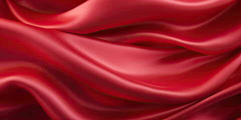 Fototapeta premium Red vibrant wine coloured fashion silk background backdrop illustration textured wide shot, generated ai