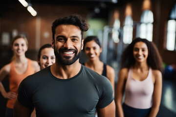group of young healthy people laughing.
