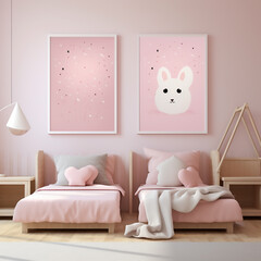 pink room with sofa and chair for kids