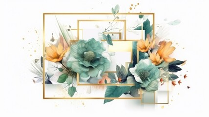 Watercolor abstract design for background of wedding or buzzy social media banner generative AI - obrazy, fototapety, plakaty