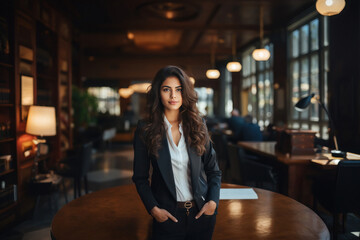 Young and confident corporate woman standing at office