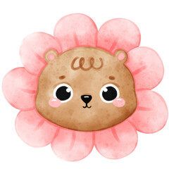 Bear, Lion, Cute Bear, Flower, Funny Bear