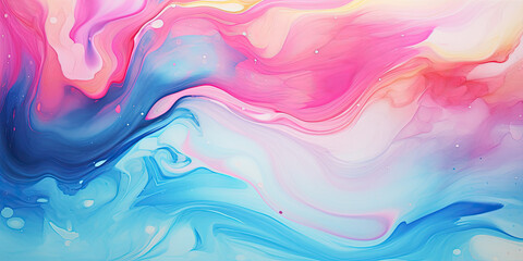 Obraz premium Wavy pattern ambient abstract watercolour background banner wide backdrop, generated ai