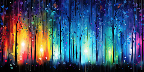 Rainbow colored background art design graphic resources wide, generated ai