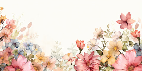 Flower floral plant background banner backdrop wide panoramic flowers design, generated ai 