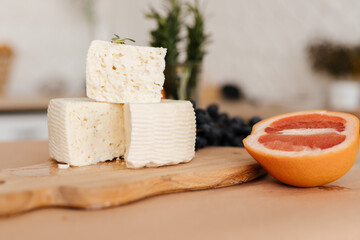 feta cheese on the board food