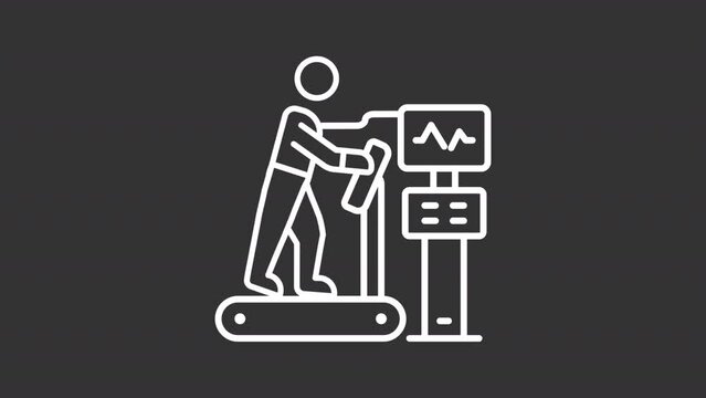 Collection of white thin line icon animations representing medical diagnostic equipment, HD video with transparent background, seamless loop 4K video.
