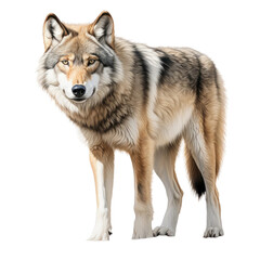 Realistic Japanese Honshu Wolf, on transparent background.