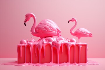 lody w kształcie flaminga - obrazy, fototapety, plakaty