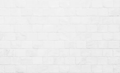 Foto op Aluminium White grunge brick wall texture background for stone tile block in grey light color wallpaper interior and exterior and room backdrop design. Abstract white brick wall texture for pattern background. © Phokin
