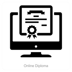 Online Diploma and education icon concept