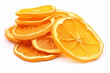 Foto op Plexiglas isolated dried orange slices on white background. Generative AI © Persephone