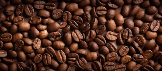Fototapeta premium Texture of coffee beans during roasting process
