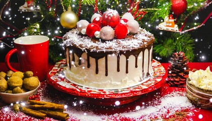 Obraz na płótnie Canvas christmas cake with chocolate