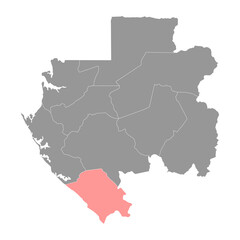 Nyanga province map, administrative division of Gabon. Vector illustration.