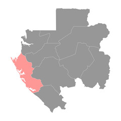 Ogooue Maritime province map, administrative division of Gabon. Vector illustration.