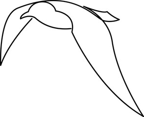 One line gull or seagull flies design silhouette. Hand drawn minimalism style vector illustration.