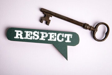 RESPECT Concept. Green speech bubble with text on a white background