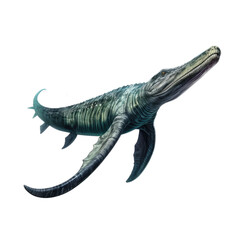 Realistic Plesiosaurus, on transparent background.