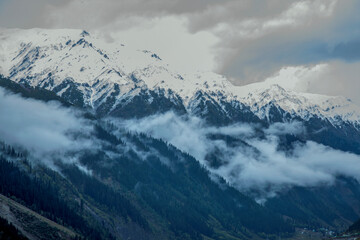 snow capped mountain in hill station of Sonamarg in Jammu Kashmir india.