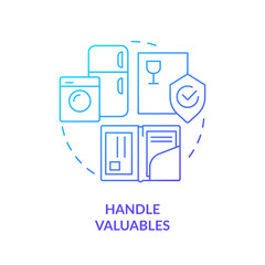 2D handle valuables gradient icon representing moving service, simple isolated vector, thin line illustration.