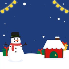 snowman and christmas tree