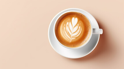 Aromatic Cappuccino Coffee Art , Hyperrealistic Front View, Ideal for Cafes and Coffee Lovers.