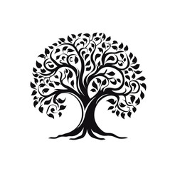 tree black logo. Generative AI, png image.