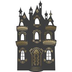 Schloss mit goldenen Elementen mit transparentem  Hintergrund 