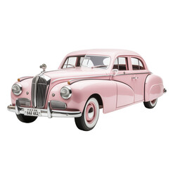 retro pink car. Generative AI, png image.