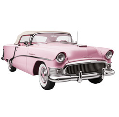 retro pink car. Generative AI, png image.