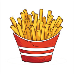 French fries potato tasty fast street food in red paper box vector