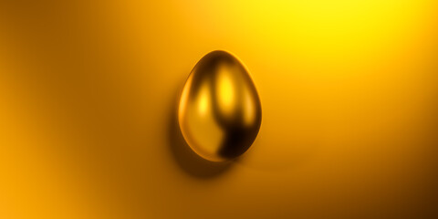 Golden egg on gold background as symbol of Easter, prosperity, wealth, prosperity and good luck....