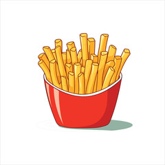 French fries potato tasty fast street food in red paper box vector