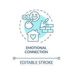 2D editable blue emotional connection icon, monochromatic isolated vector, construction cost thin line illustration.