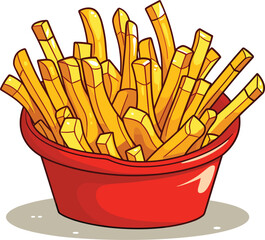 French fries potato tasty fast street food in red paper box vector