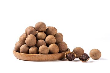 Dried longan isolated on white background.