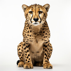 Cheetah in white background, full body look, full HD, hyper-realistic