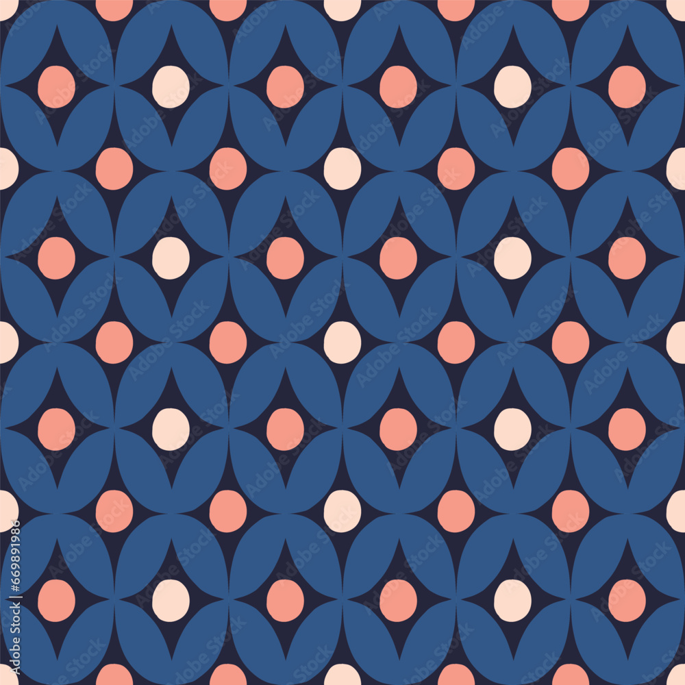 Wall mural beautiful modern pattern in retro style. abstract seamless texture with geometric shapes and circles