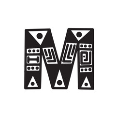 Graffiti aztec alphabet abjad A-Z in style theme handwriting art illustration design vector